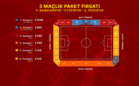 3 Maçlık Paket Satışa Çıkıyor | Y. Samsunspor - Eyüpspor - Ç.Rizespor